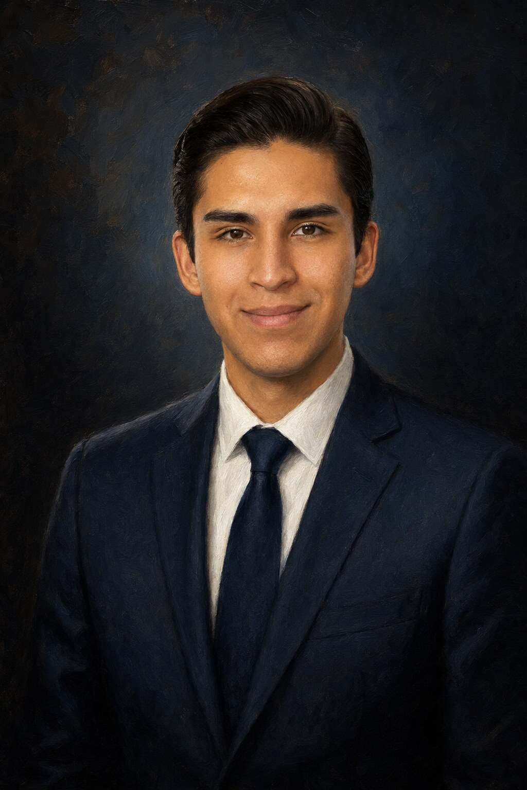 Retrato al óleo de Yohualli Emiliano García Milla